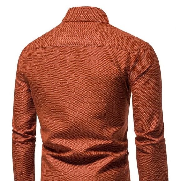 Orange Mens Button Down Shirt - Picture 3 of 7